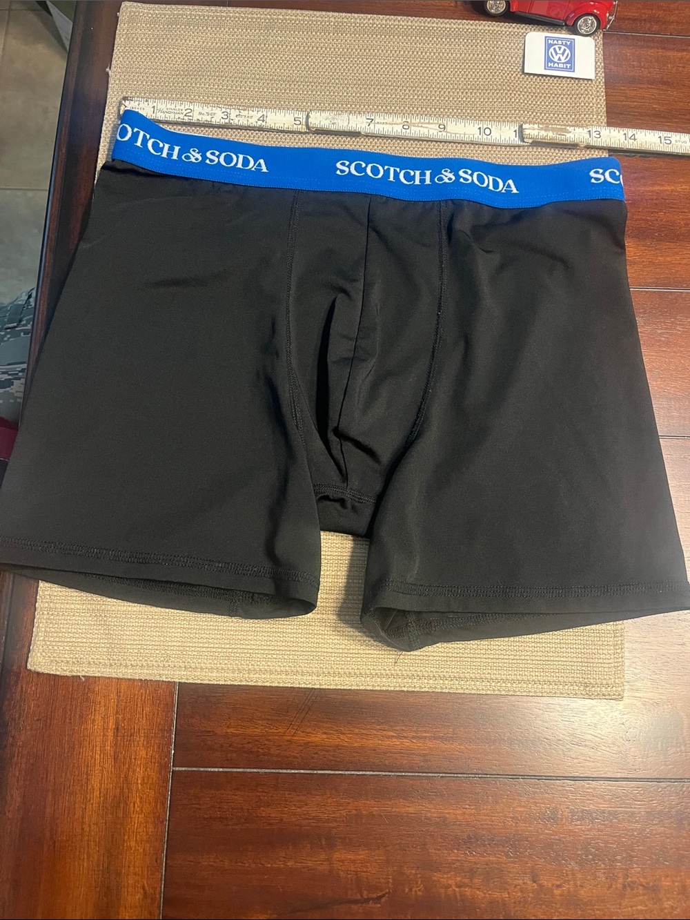 #.73 Scotch & Soda Black Boxer Briefs with Blue Branded Waistband medium